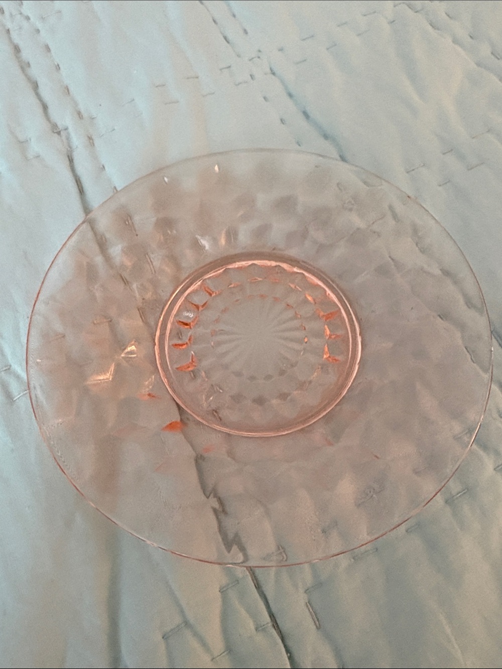 Vintage Pink Pressed Glass Dessert Bowl and Saucer - Picture 2 of 4